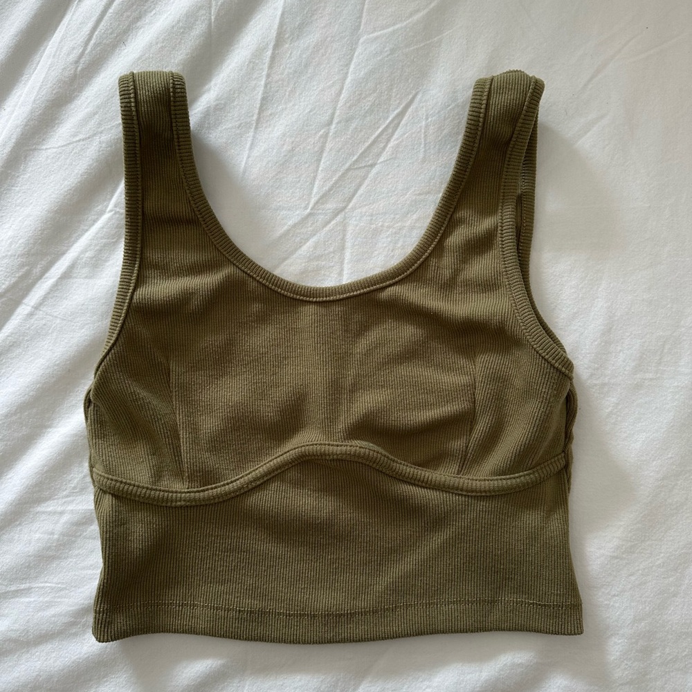 Olive Green Ribbed Women's tank